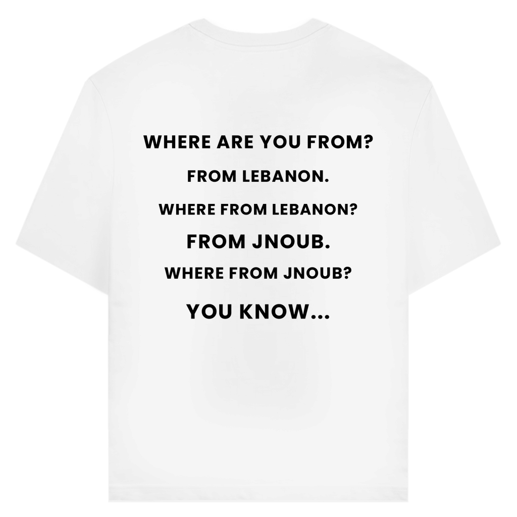 WHERE FROM JNOUB? (BACKPRINT)