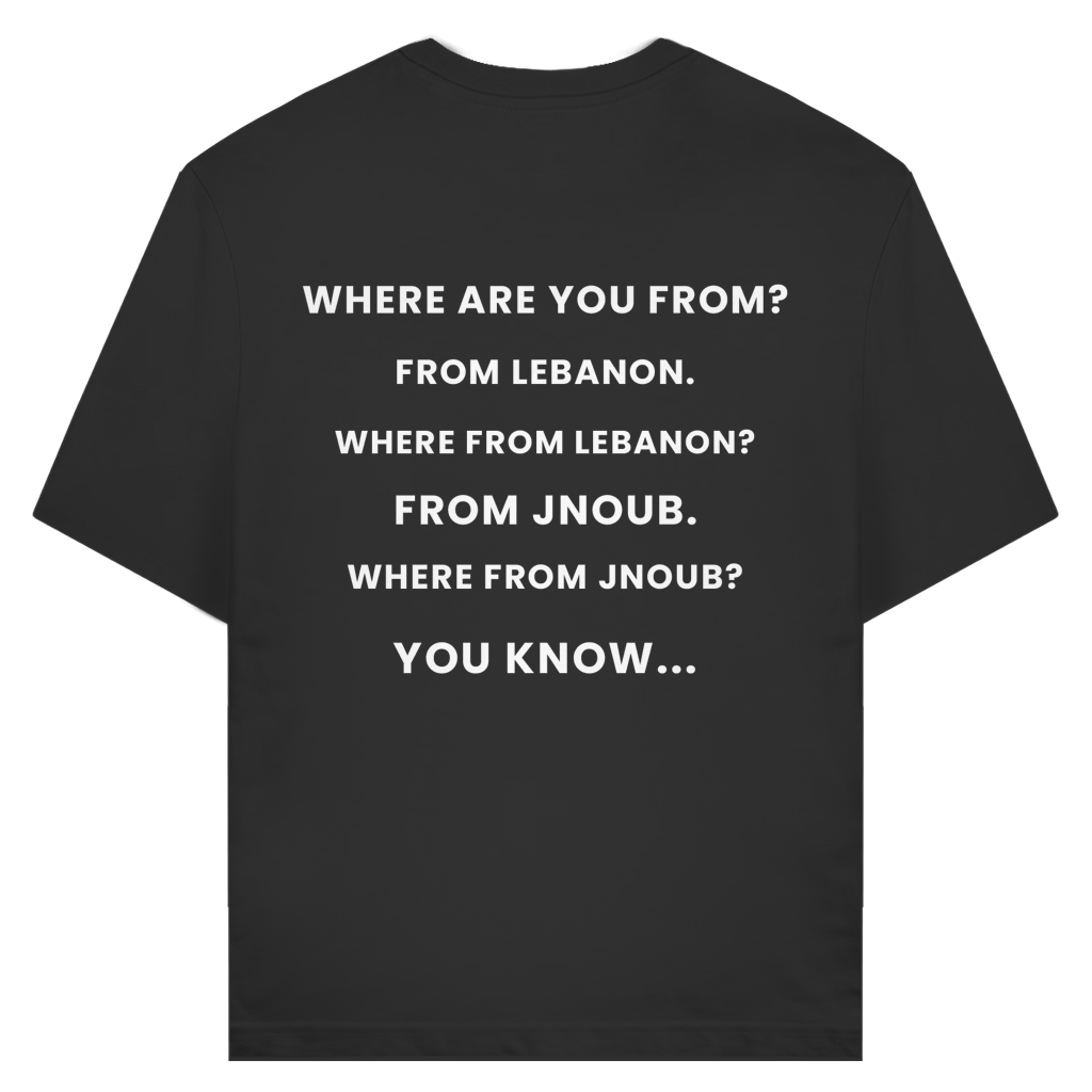 WHERE FROM JNOUB? (BACKPRINT)