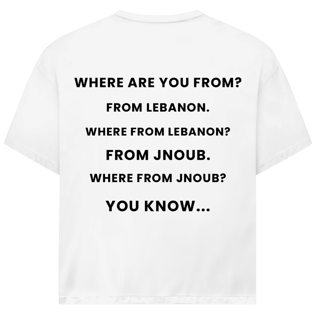 WHERE FROM JNOUB? (BACKPRINT)