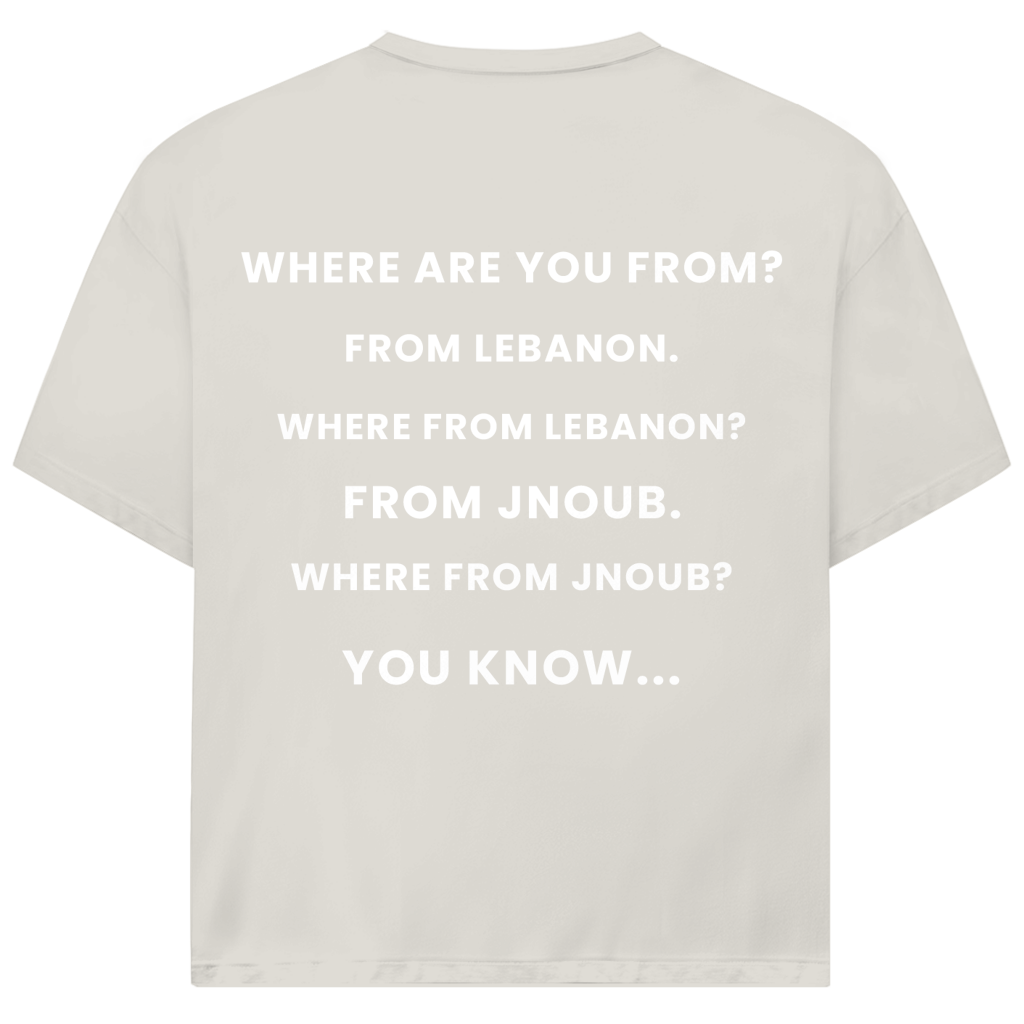 WHERE FROM JNOUB? (BACKPRINT)